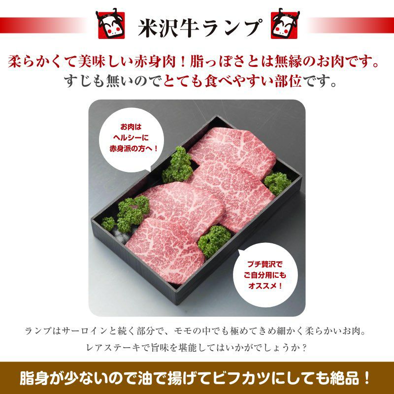 米沢牛ランプステーキ　150ｇ×4（桐箱入り）